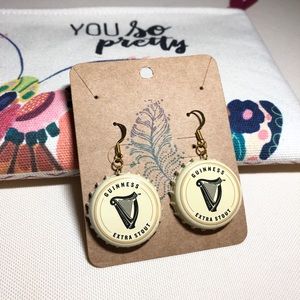 Guinness bottle cap earrings (made by me)